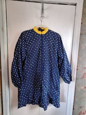 Istani Women’s M Blue Yellow Zip Front Tunic Dress Geometric print